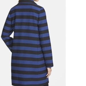 Trina Turk Size 6 Zoey Blue and Black Stripe Coat